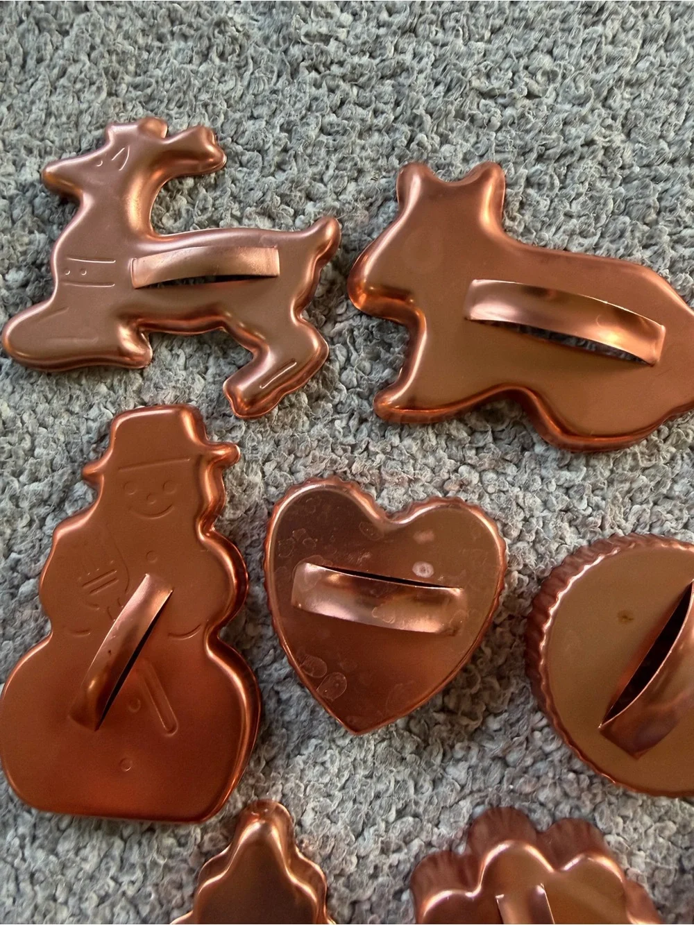 Vintage Copper Cookie Cutters Set with Yellow Case